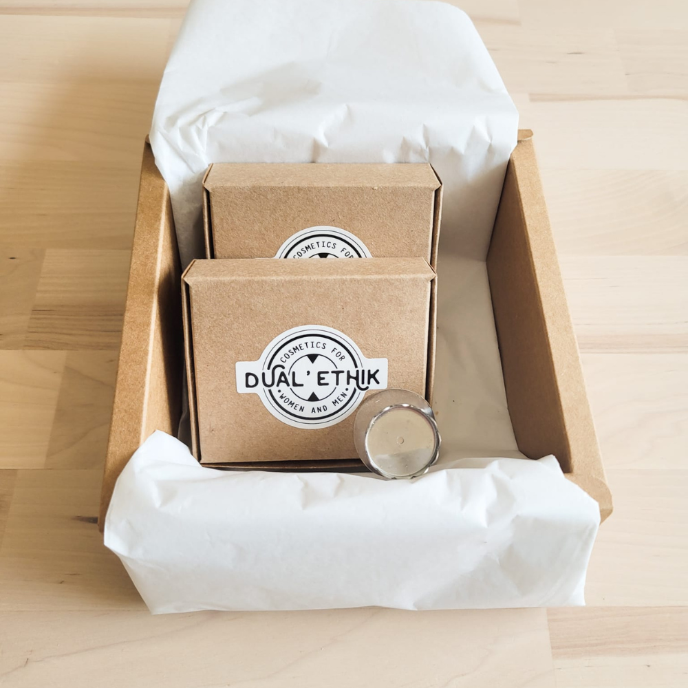 coffret deux savons avec porte savon minimaliste