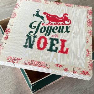 Boite en bois Joyeux Noël décorée au couleur de Noël