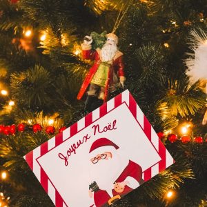 Carte cadeau joyeux Noel dans le sapin